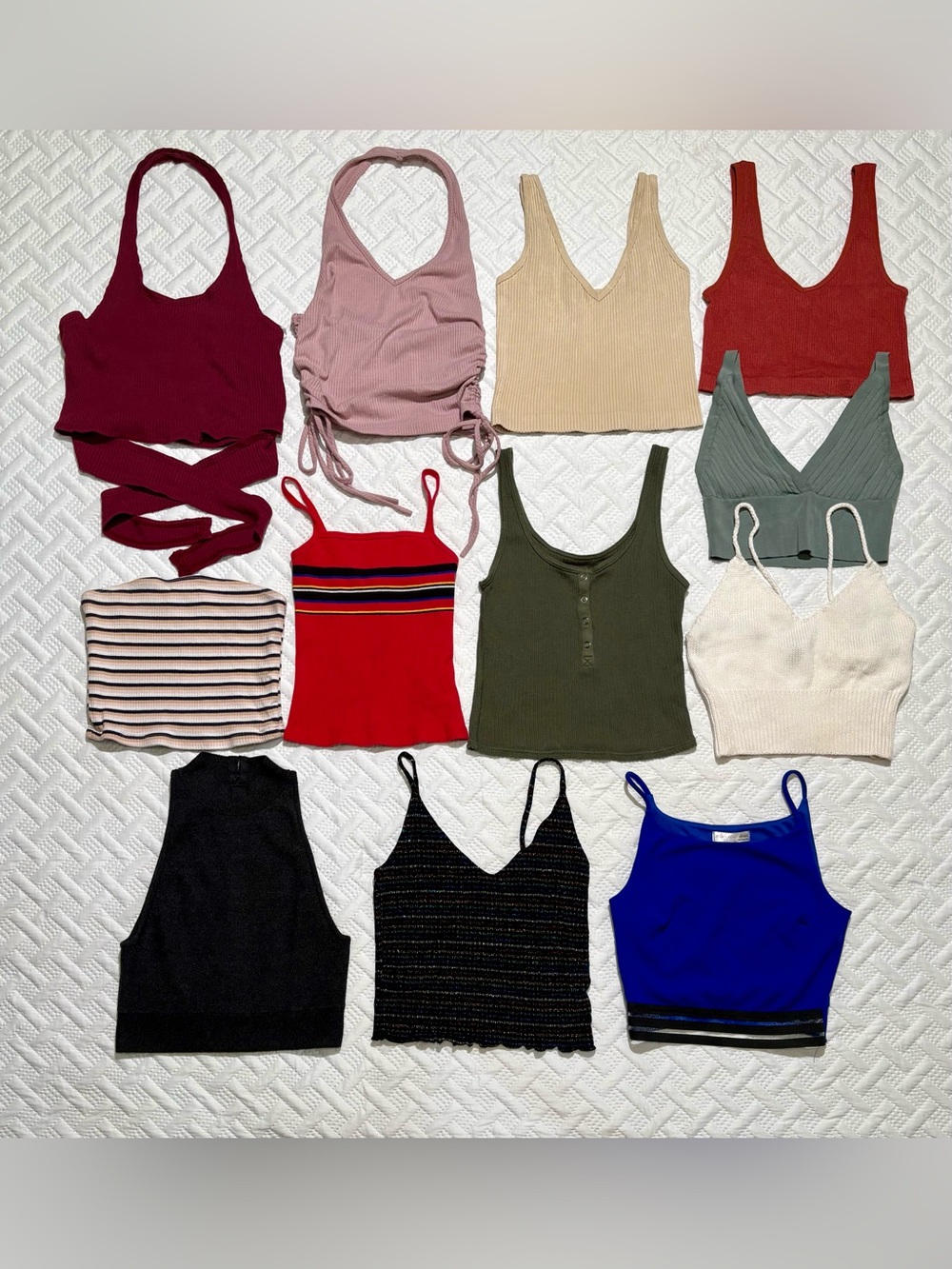 Bundle of 12 summer tops: halters/crop tanks size small women’s